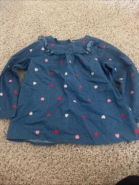Copper Key Blue Long-Sleeve Heart Print Top
